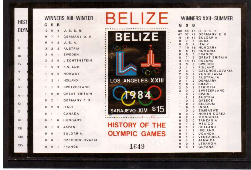 History of Olympic Games set of two minisheets superb unmounted mint with GOLD borders and stamps. See footnote in SG catalogue.
