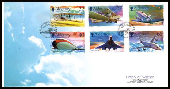Centenary of Powered Flight set of six on unaddressed illustrated First Day Cover with special cancel.