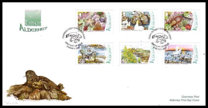 Wetlands -Burhou Islands - set of six on unaddressed illustrated First Day Cover with special cancel.