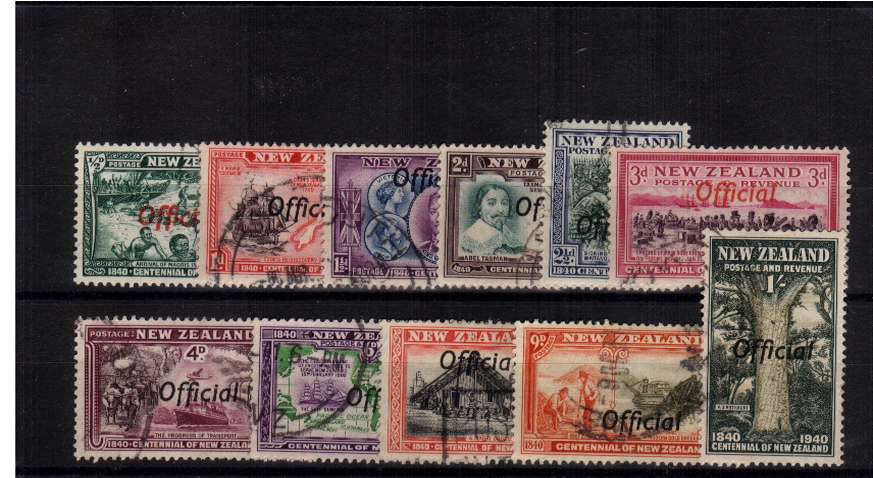 The Centennial set of eleven overprinted ''OFFICIAL'' fine used.
<br/><b>QQE</b>