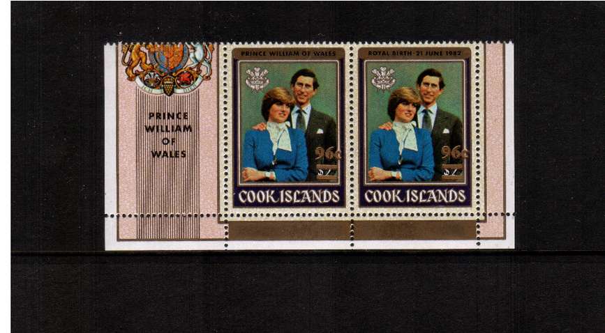 The 96c overprinted in error on the Diana - Birth of Prince William se-tenant pair superb unmounted mint.