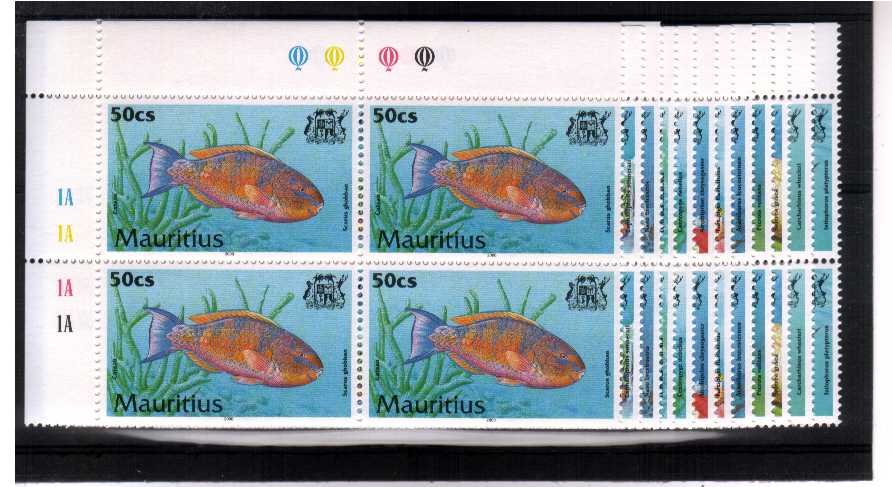 the Fish definitive set of 12 in superb unmounted mint corner plate blocks of 4