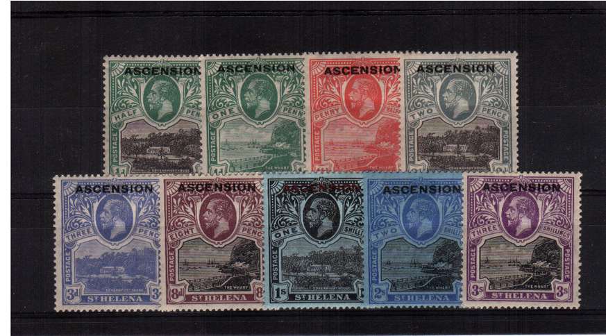 The ST HELENA set of nine overprinted ASCENSION mounted mint. A lovely set.<br/><b>BBP</b>