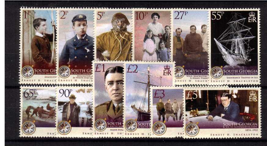 The Ernest H. Shackleton commemoration definitive set of twelve superb unmounted mint.