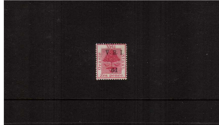 6d on 6d Bright Carmine - from subsequent printings - ''with raised stops''.<br/>
A fine lightly mounted mint single.
<br><b>ZKS</b>