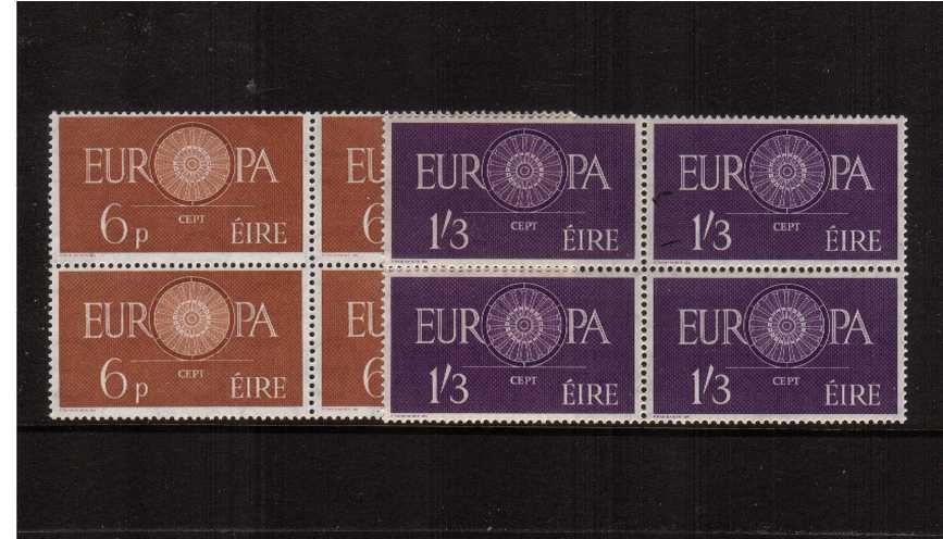 Europa set of two in superb unmounted mint blocks of four
<br><b>ZKT</b>