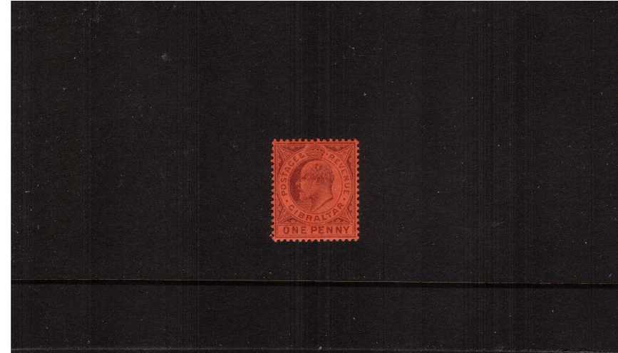 1d Dull Purple on Red - Watermark Crown ''CA'' - A superb very lightly mounted mint single 

