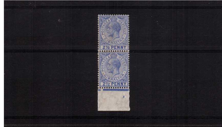 2d Pale Ultramarine showing the illustrated SG listed variety ''large 2 in 2d''. A lower marginal vertical pair with feintly toned gum superb unmounted mint showing the variety on the lower stamp.

