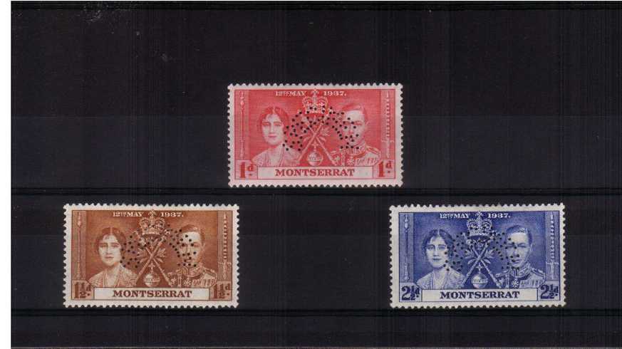 The Coronation set of three perfined ''SPECIMEN'' lightly mounted mint..<br/><b>ZKW</b>