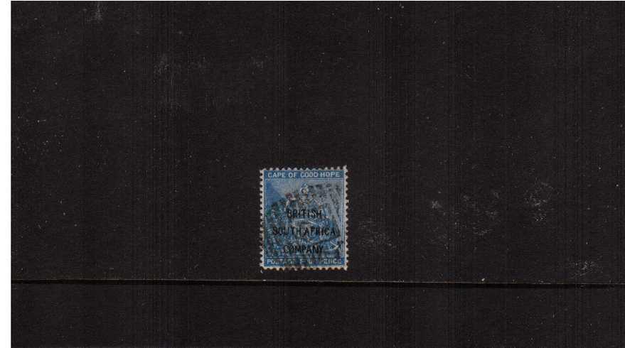 4d Blue with  - FORGED - ''BRITISH SOUTH AFRICA'' overprint good fine used.<br><b>ZKX</b>