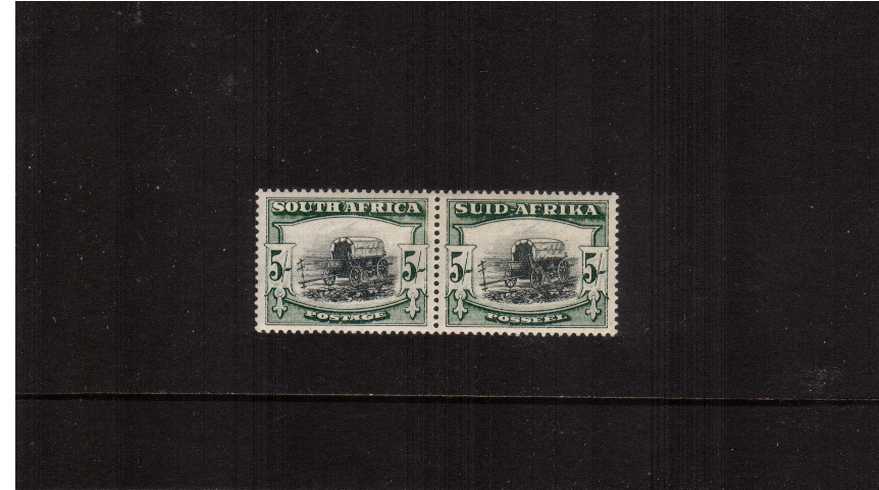 The 5/- Black and Green bilingual horizontal pair<br/>with INVERTED WATERMARK very lightly mounted mint.
<br><b>ZKZ</b>