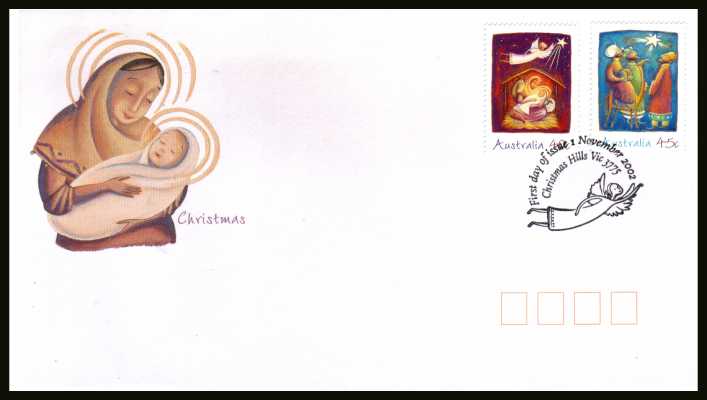 Christmas set of two on an official unaddressed AUSTRALIA POST<br/> colour first day cover dated 1 NOVEMBER 2002