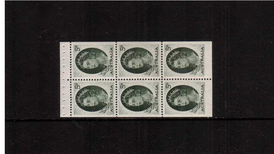 5d Deep Green in a superb unmounted mint booklet pane of six.
<br/><b>ZAZ</b>