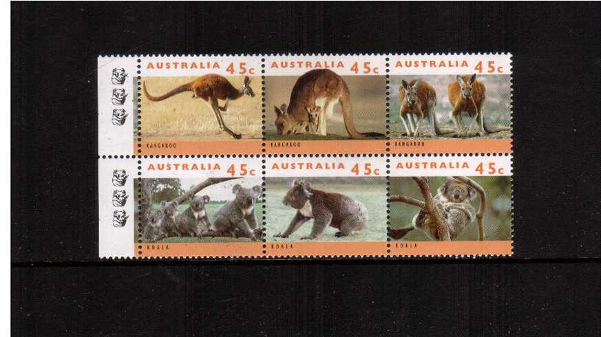 Australian Wildlife - 2nd Series<br/>
The australian wildlife in a superb unmounted mint block of six 
<br/>with Two Koala reprint imprint on left side margin. 

