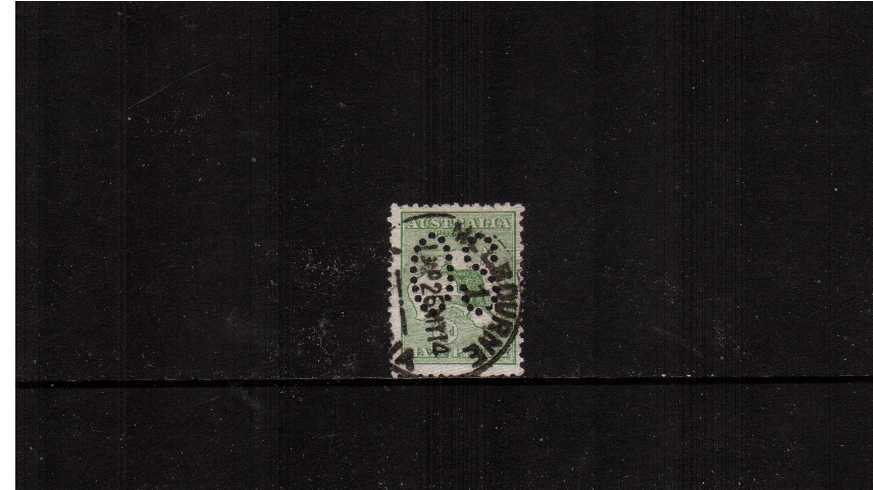 ½d Green <br/>A good used single perforated ''O S'' with tiny fault