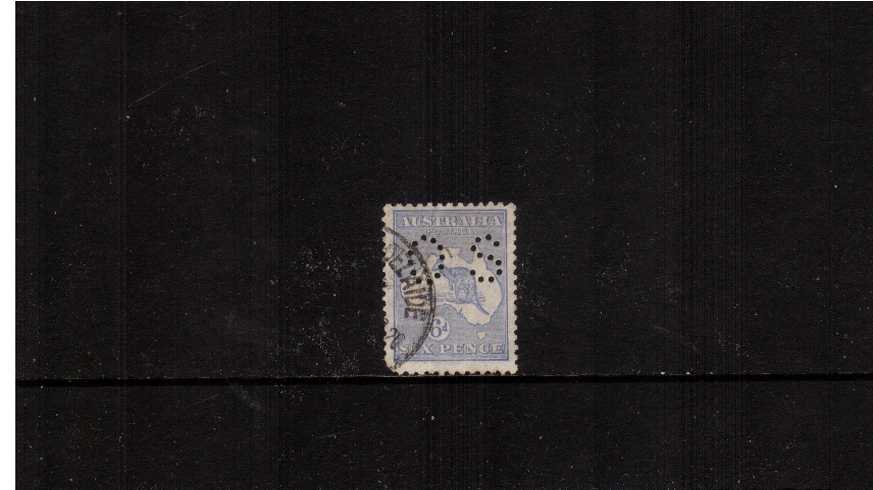 6d Ultramarine <br/>A good used single with a blunt SW corner perforated ''O S''