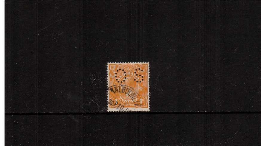 4d Orange <br/>A good used single cancelled with a part CDS perforated ''O S''