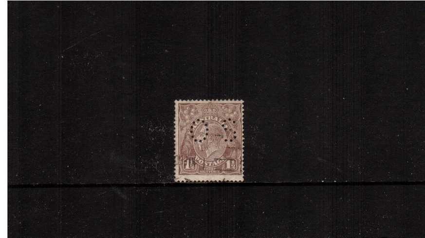 1½d Red-Brown (light)<br/>A good used single perforated ''O S''