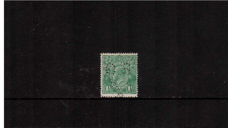 1½d Green<br/>A good used single perforated ''O S''