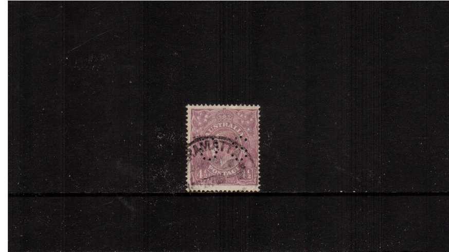 4½d Violet<br/>A good used single cancelled with a part CDS perforated ''O S''