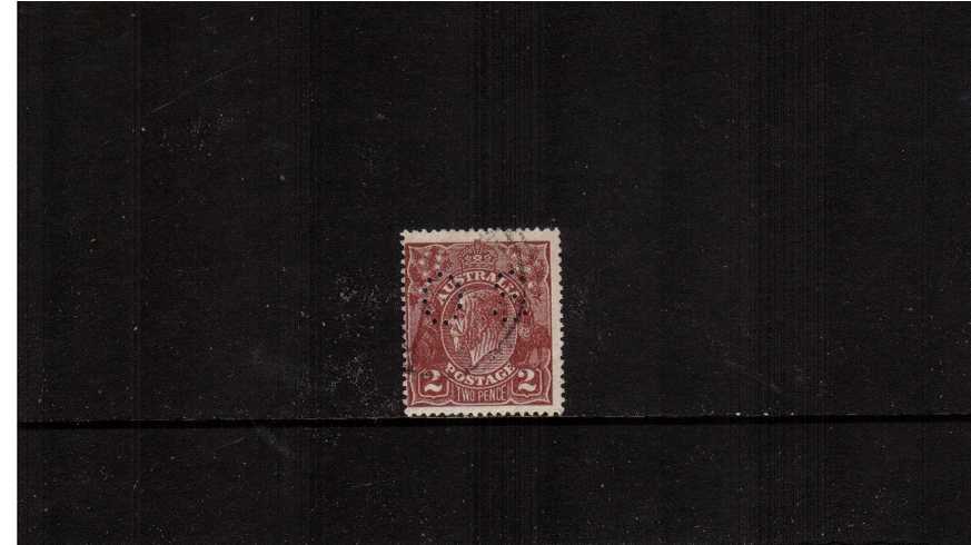 2d Bright Red-Brown<br/>A good used single cancelled with a part CDS perforated ''O S''