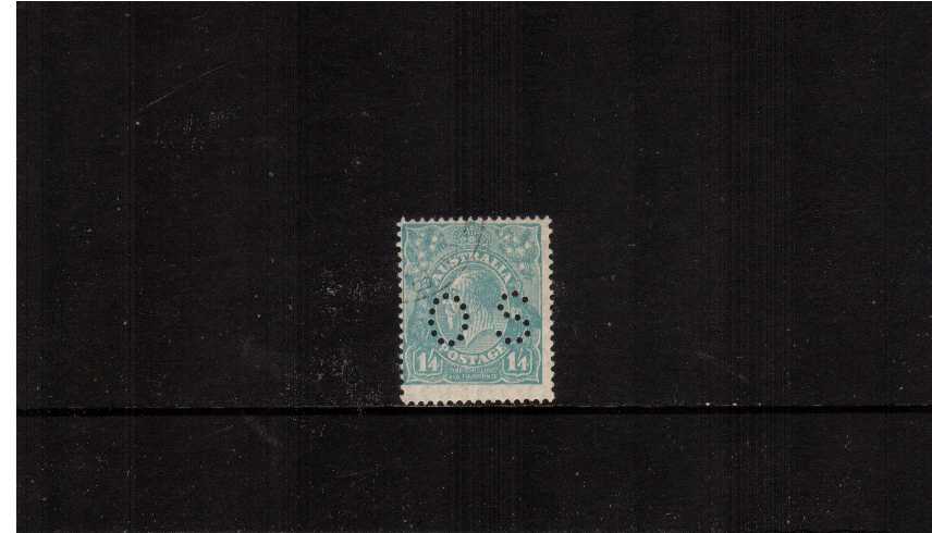 1/4d Turquise<br/>A good used CTO single perforated ''O S''