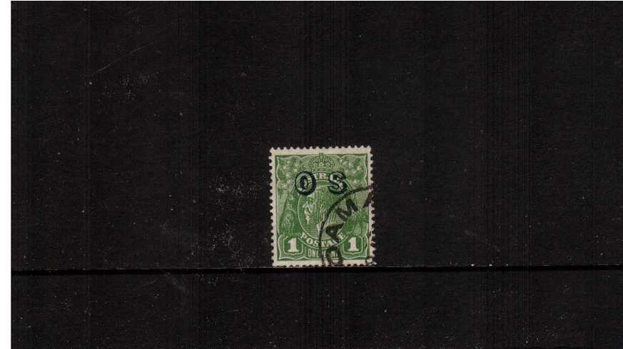 1d Greent<br/>A good used single cancelled with a part CDS overprinted  ''O S''