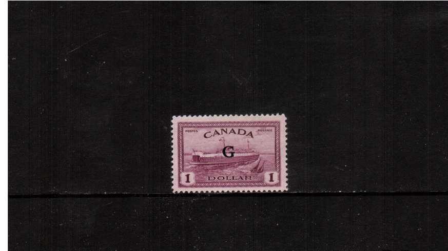 $1Purple ''Ship'' definitive single with ''G'' overprint very fine lightly mounted mint.<br><b>XQX</b>