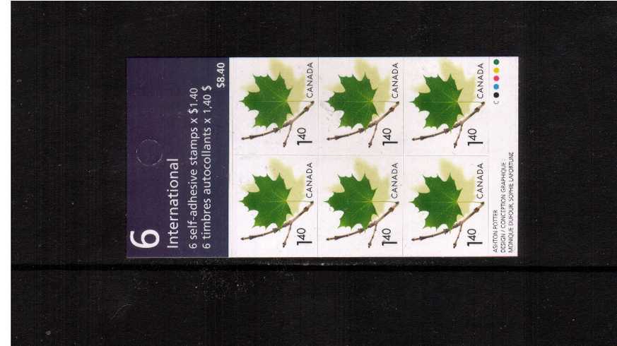 $1.40 Green Maple Leaf<br/>
Self adhesive booklet pane of six
<br><b>XQX</b>