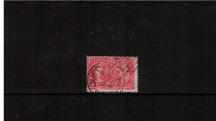 3c Carmine - ''Queen Victoria Jubilee Issue''
<br/>A good used single. 
<br/><b>XQX</b>