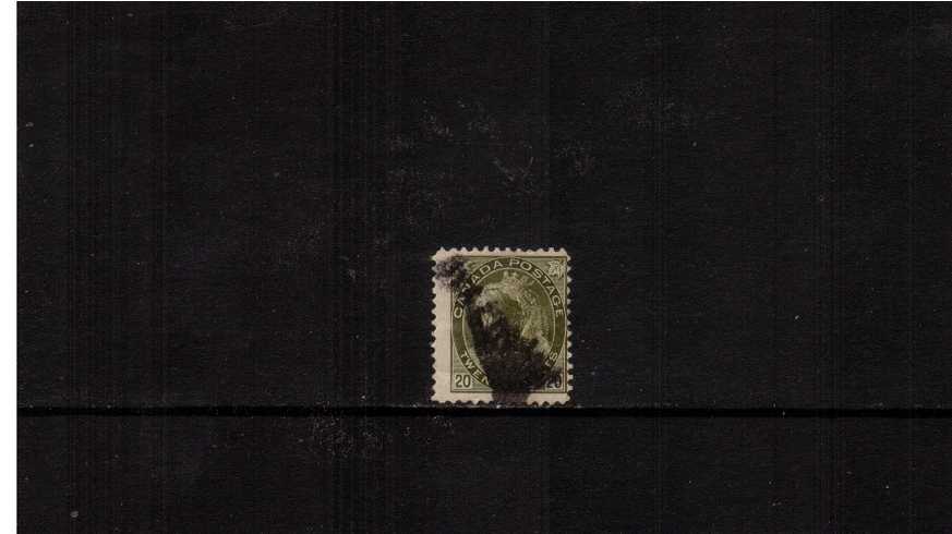 20c Olive-Green ''Numeral Issue'' definitive single<br/>
A sound used stamp with heavy cancel.