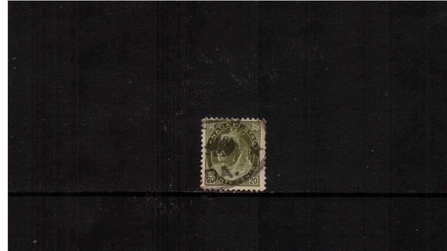20c Olive-Green ''Numeral Issue'' definitive single<br/>
A sound used stamp with reasonable cancel.