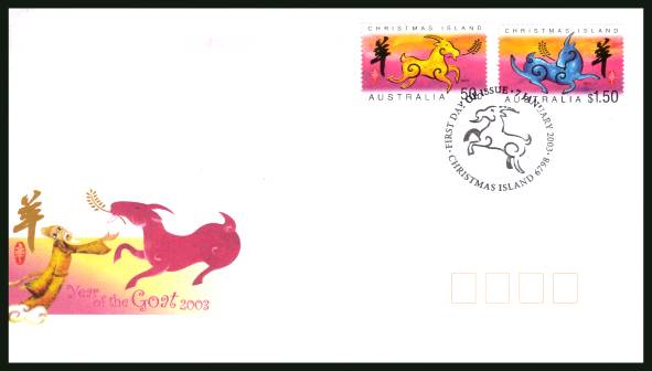 Chinese New Year - Year of the Goat official First Day Cover<br/>
For some reason the official FDC only featured the top two values of the set of 14.
