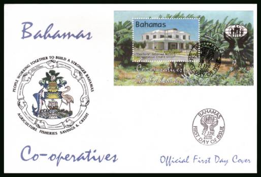 Co-operation Movement in Bahamas minisheet<br/>on an unaddressed illustrated FDC 
