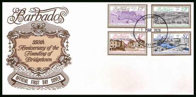 350th Anniversary of Founding of Bridgetown<br/>on an unaddressed First Day Cover
