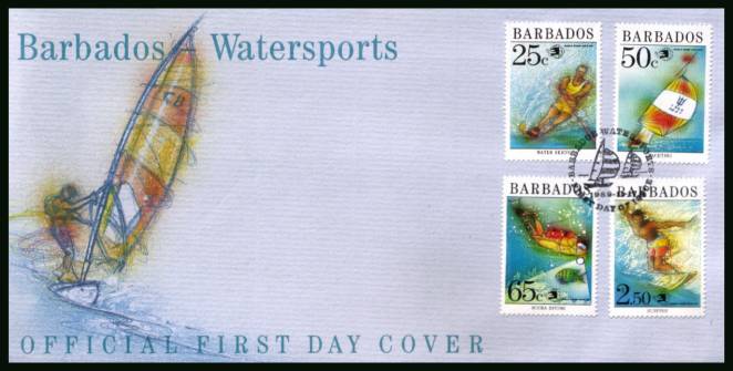 ''World Stamp Expo '89'' Stamp Exhibition - Barbados Watersports<br/>on an unaddressed First Day Cover