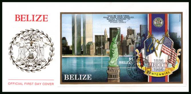 Centenary of Statue of Liberty<br/>on an unaddressed OFFICIAL First Day Cover