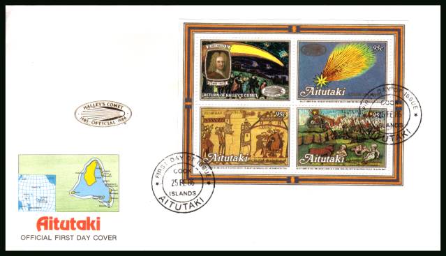 Appearance of Hallet's Comet - 2nd Issue - minisheet
<br/>on an illustrated unaddressed First Day Cover 


