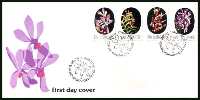 Singapore Orchids<br/>on an illustrated unaddressed colour First Day Cover