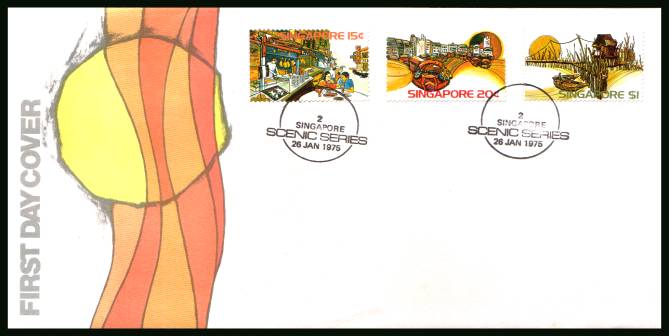 Singapore Views<br/>on an illustrated unaddressed colour First Day Cover