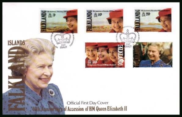 40th Anniversary of The Queens Accession<br/>on an unaddressed official full colour First Day Cover