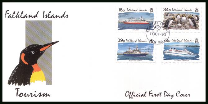 Tourism<br/>on a FOX BAY cancelled unaddressed official full colour First Day Cover
