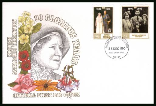 90th Birthday of The Queen Mother<br/>on an official unaddressed official First Day Cover
