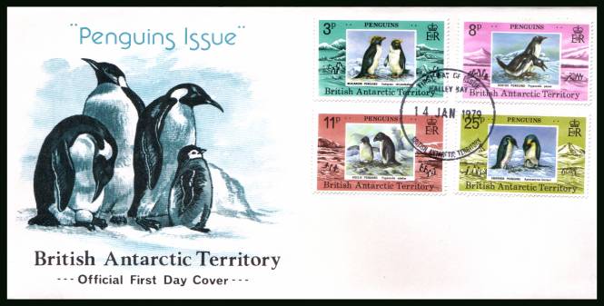 Penguins<br/>on an official unaddressed official First Day Cover