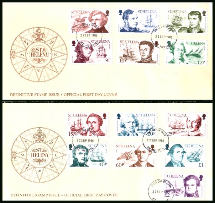 Explorers and Ships complete definitive set of thirteen<br/>on two  official unaddressed First Day Covers