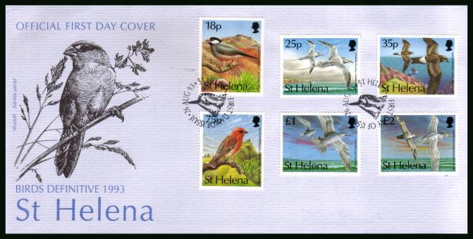 Part of the BIRDS sefinitive set<br/>on an official unaddressed First Day Cover