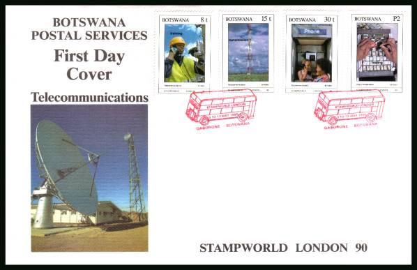 ''Stamp World London '90'' - Telecommunications<br/>on an official illustrated First Day Cover