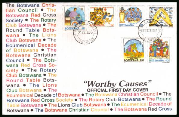 Charitable Organizations in Botswana<br/>on an official illustrated First Day Cover
