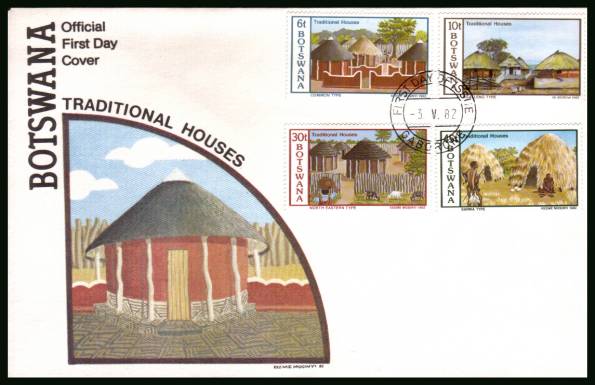 Traditional Houses<br/>on an official illustrated First Day Cover