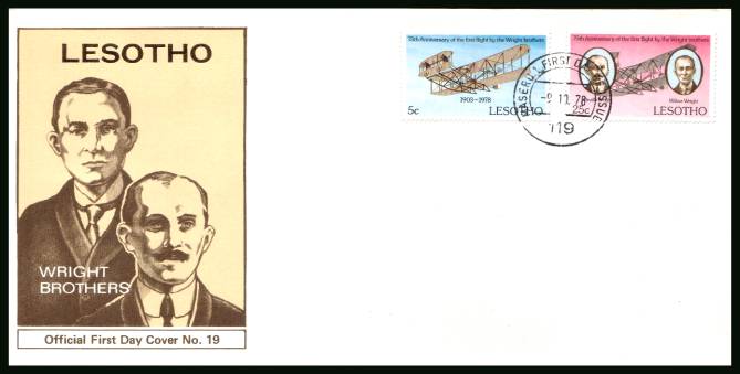 75th Anniversary of Powered Flight<br/>on an unaddressed official illustrated First Day Cover